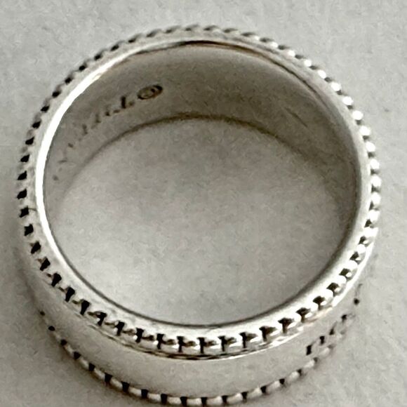Tiffany I Love You Ring Beaded Milgrain 925 Silver Wide Band - Sz 4 - Picture 11 of 14